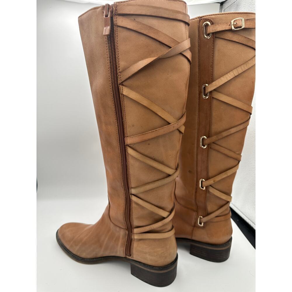 Women’s BCBGeneration Janiss Luggage Leather Riding Boots Tan Size 8